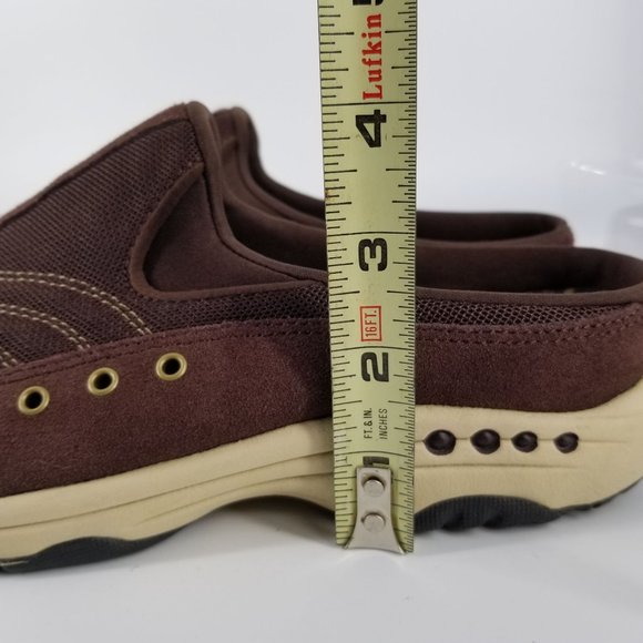Easy Spirit Women US 8.5 Shoes Mule Clog Slip On Travel Suede Dark Brown Cream - Picture 15 of 15